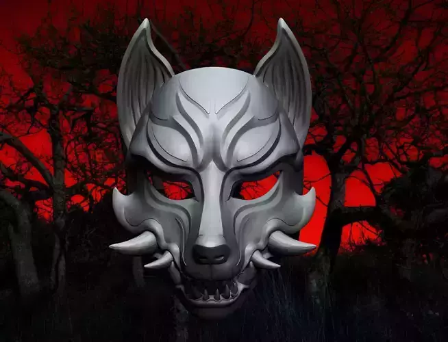 Kitsune Mask with fangs  Anime Mask