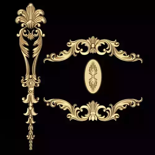 Carved Plaster Molding Decoration 026 Low-poly 3D model