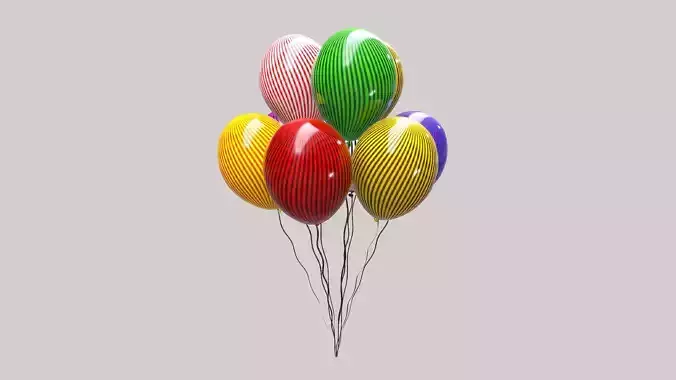 Balloons 8 colors  Low-poly 3D model