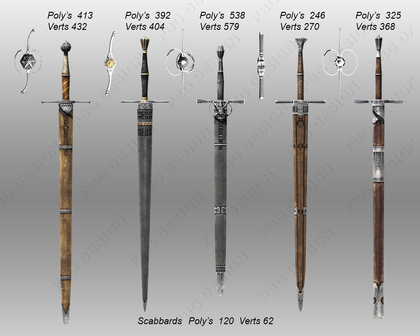 Bastard Swords Low-poly 3D model_2