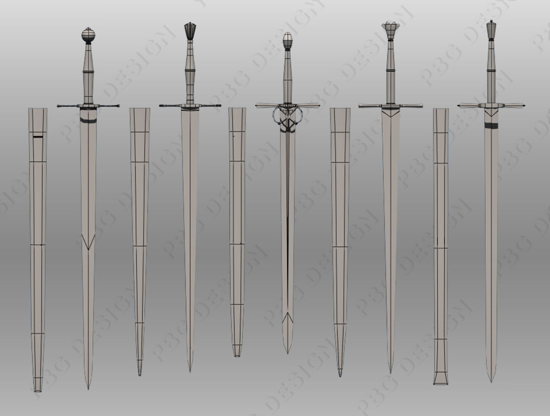 Bastard Swords Low-poly 3D model_10