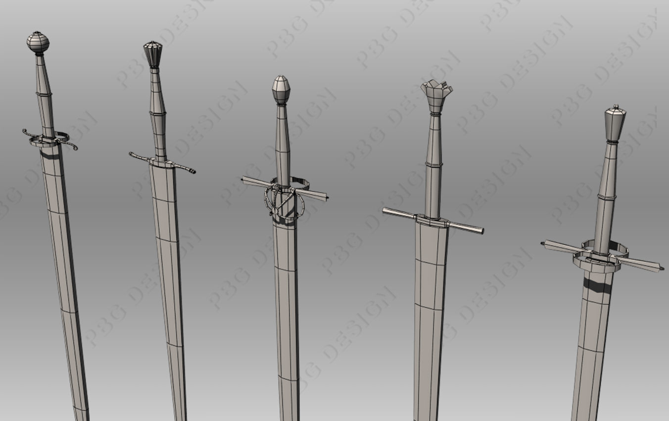 Bastard Swords Low-poly 3D model_9
