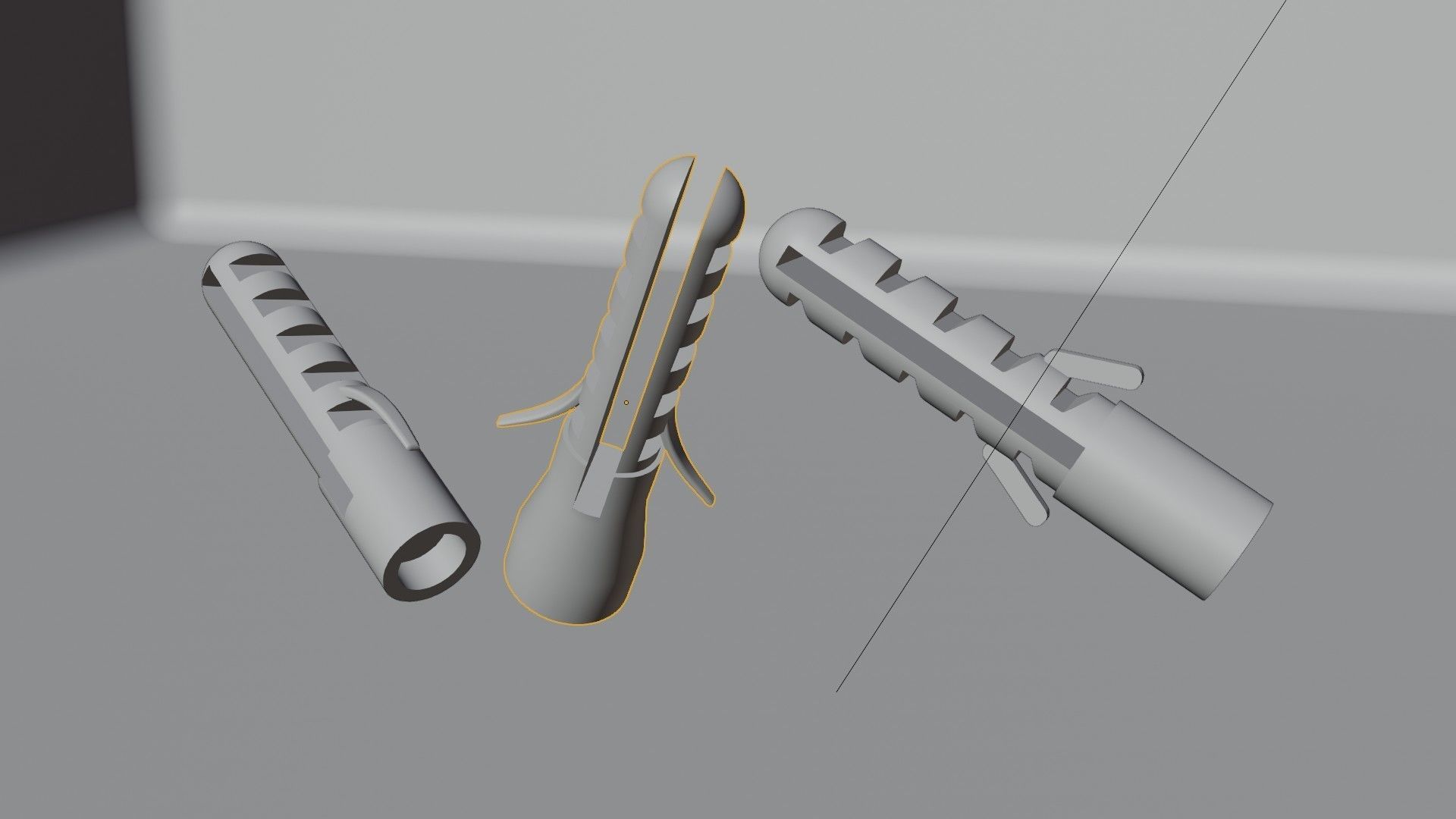 Wall Plug Dowel screw 3D model 3D model_5