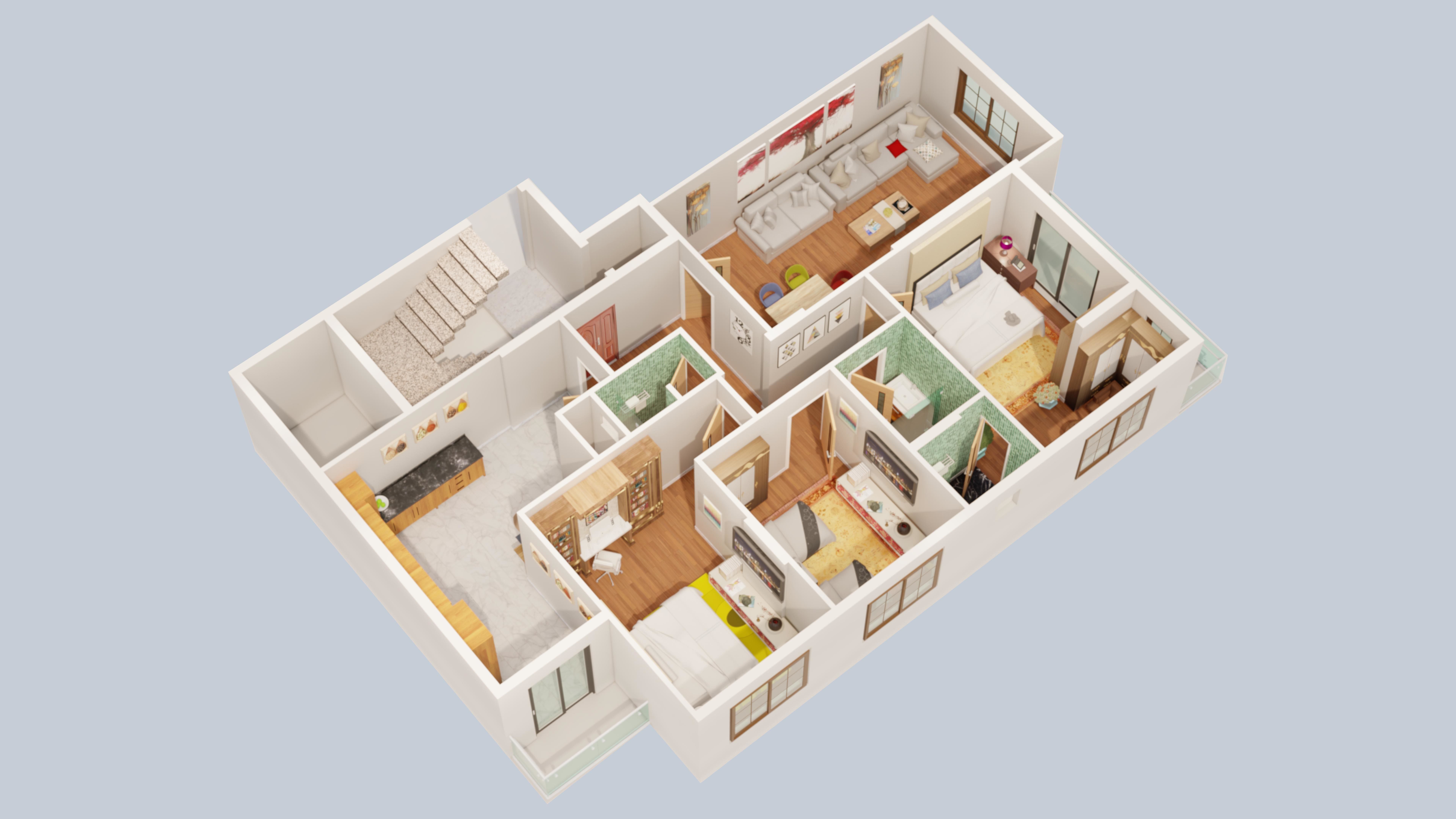 3D Floor plan-Interior plan 3D model_3