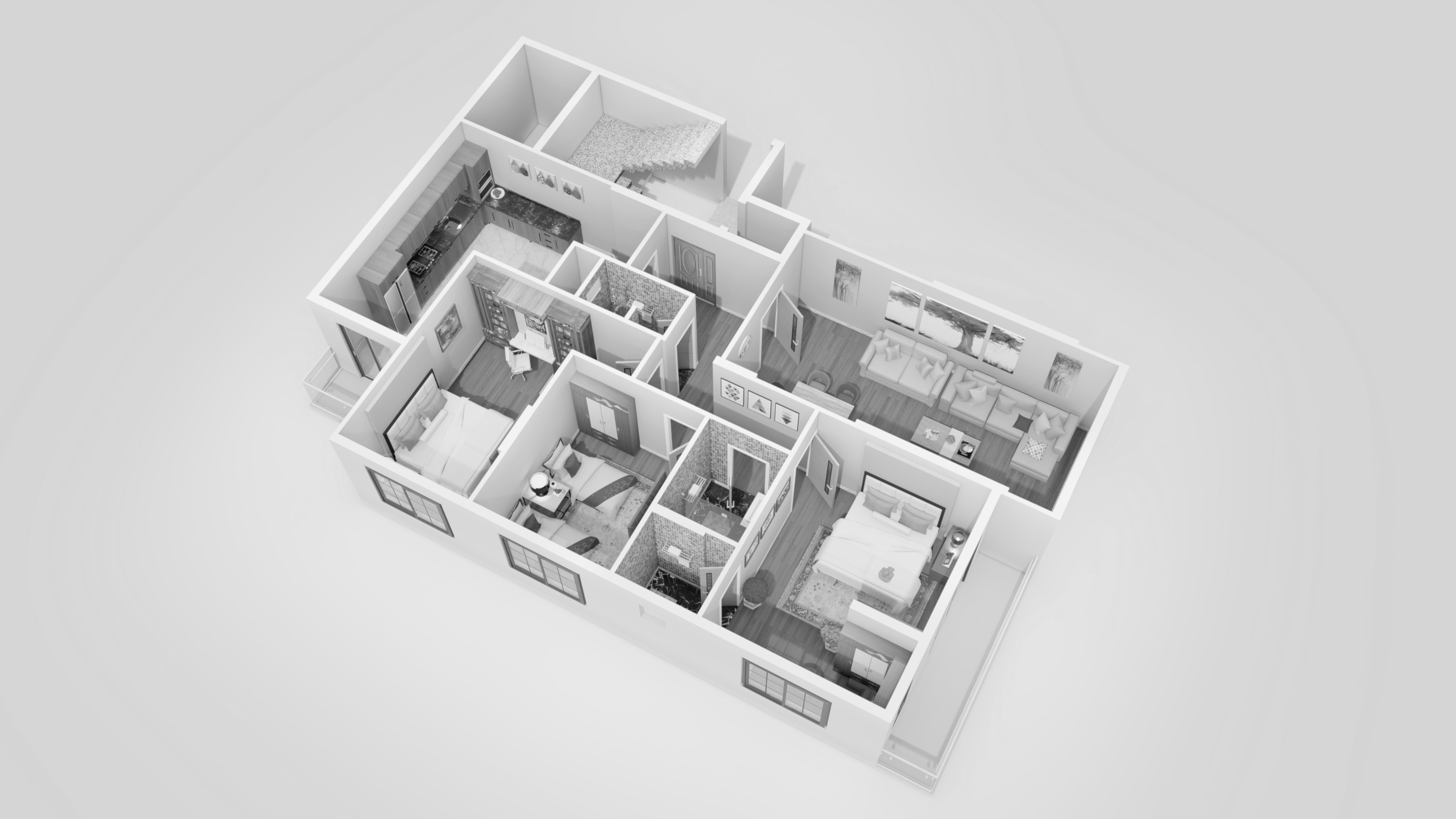 3D Floor plan-Interior plan 3D model_4
