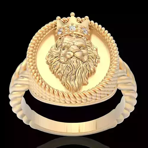  Lion ring silver gold printable jewelry 3D model