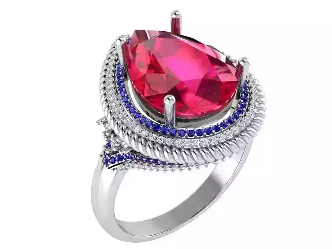 Big red stone tear ring 3010 3D print model