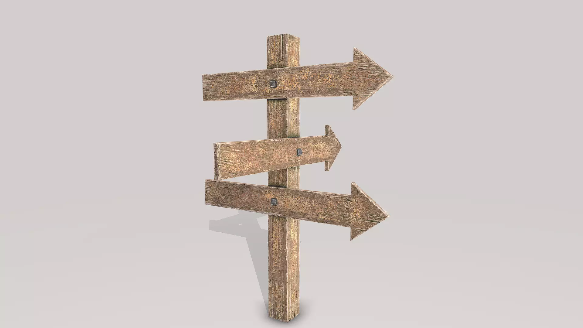 Wooden Dirty Signpost Low-poly 3D model