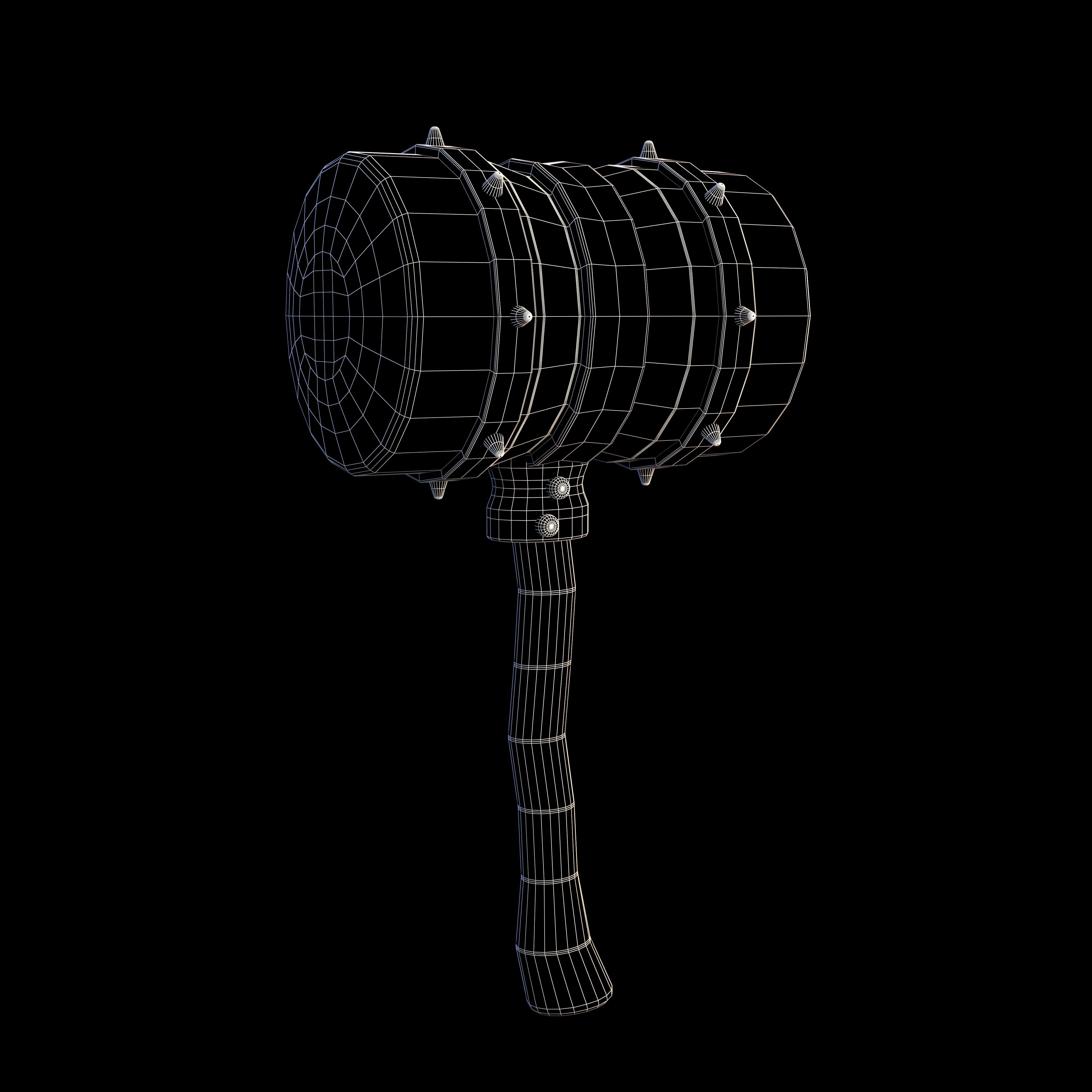 Medieval Hammer Stylize Weapon Low-poly 3D model_8