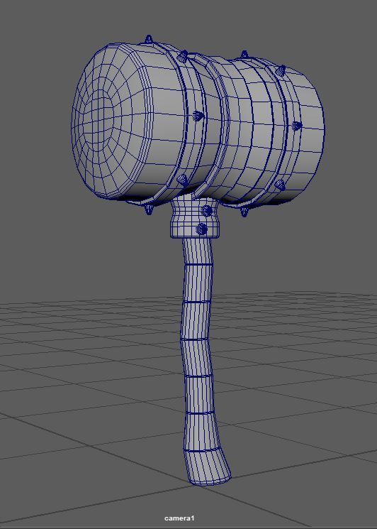 Medieval Hammer Stylize Weapon Low-poly 3D model_7