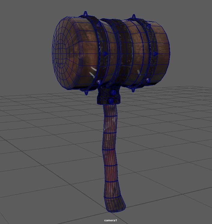 Medieval Hammer Stylize Weapon Low-poly 3D model_6