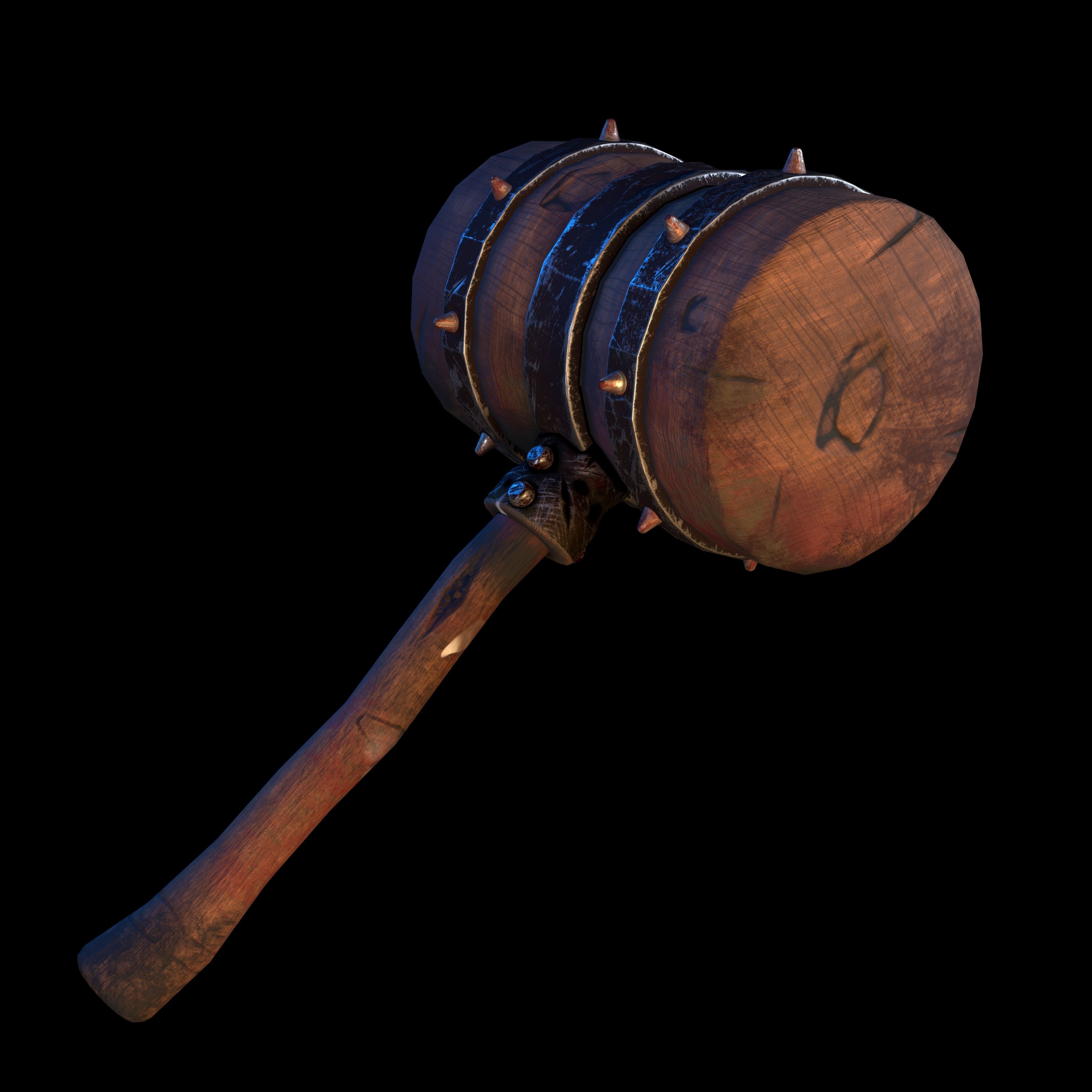 Medieval Hammer Stylize Weapon Low-poly 3D model_5