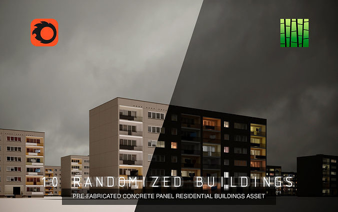 PRE-FABRICATED CONCRETE PANEL RESIDENTIAL BUILDING ASSETS 3D Model Pack 5