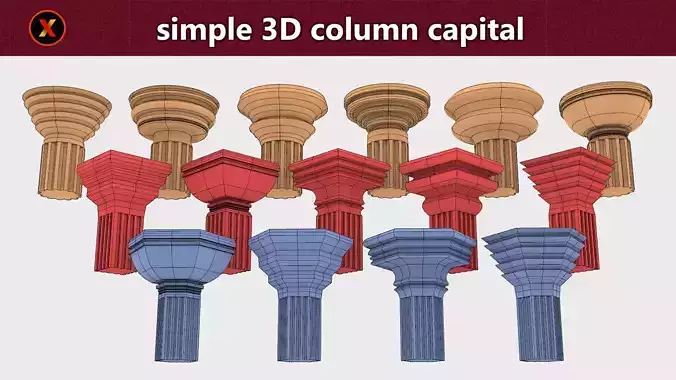 simple 3d column capital