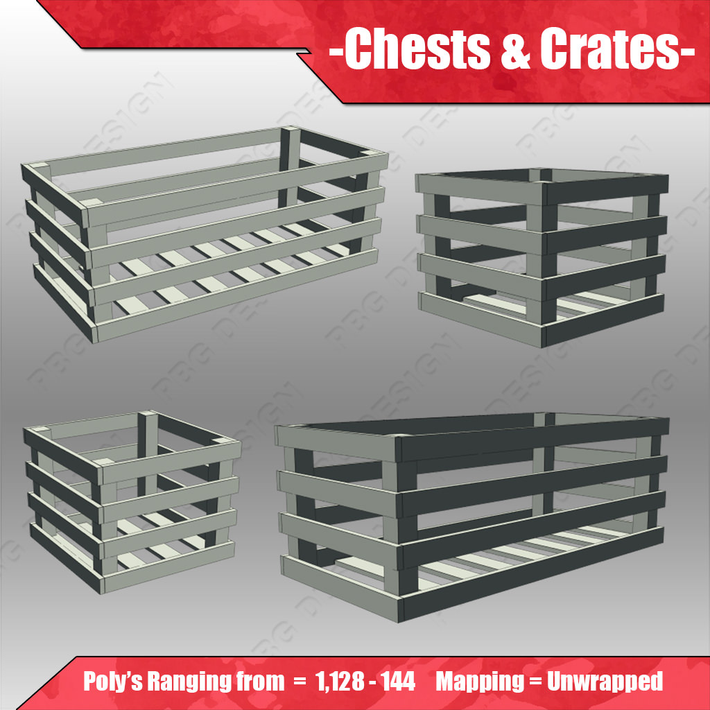 Chests and Crates Low-poly 3D model_9