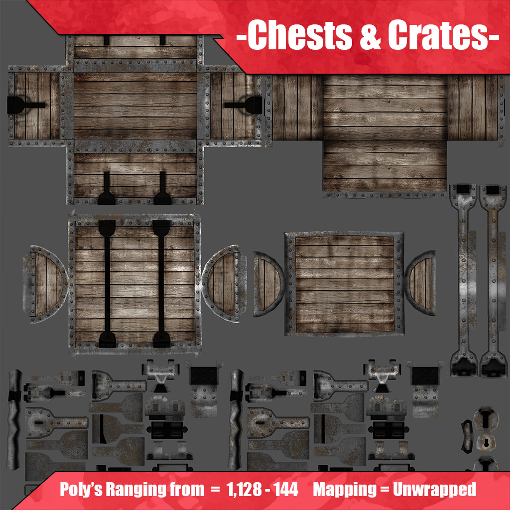 Chests and Crates Low-poly 3D model_7