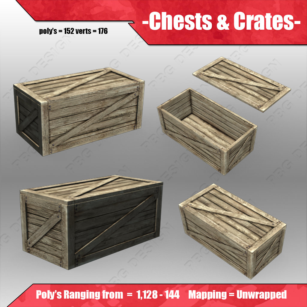 Chests and Crates Low-poly 3D model_4