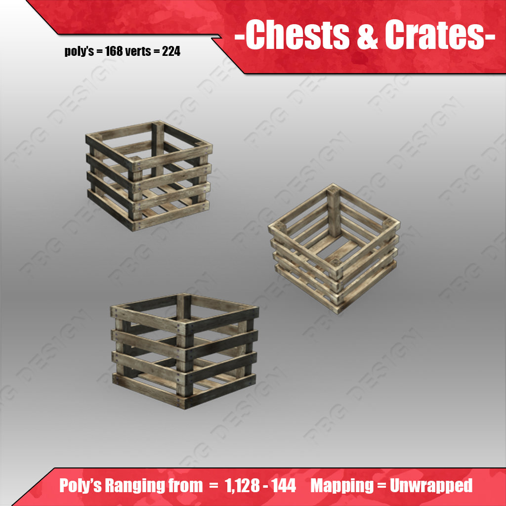 Chests and Crates Low-poly 3D model_6