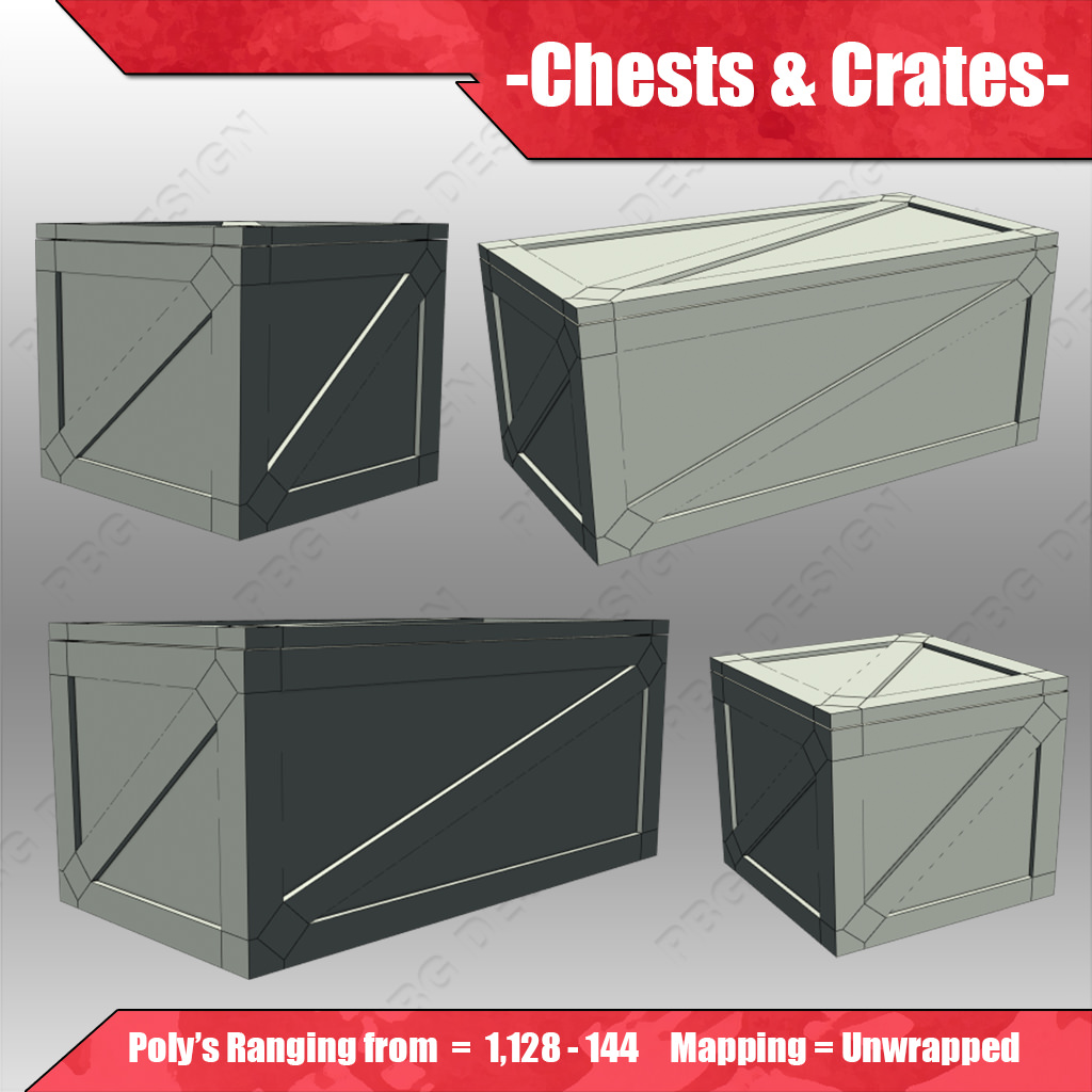 Chests and Crates Low-poly 3D model_10