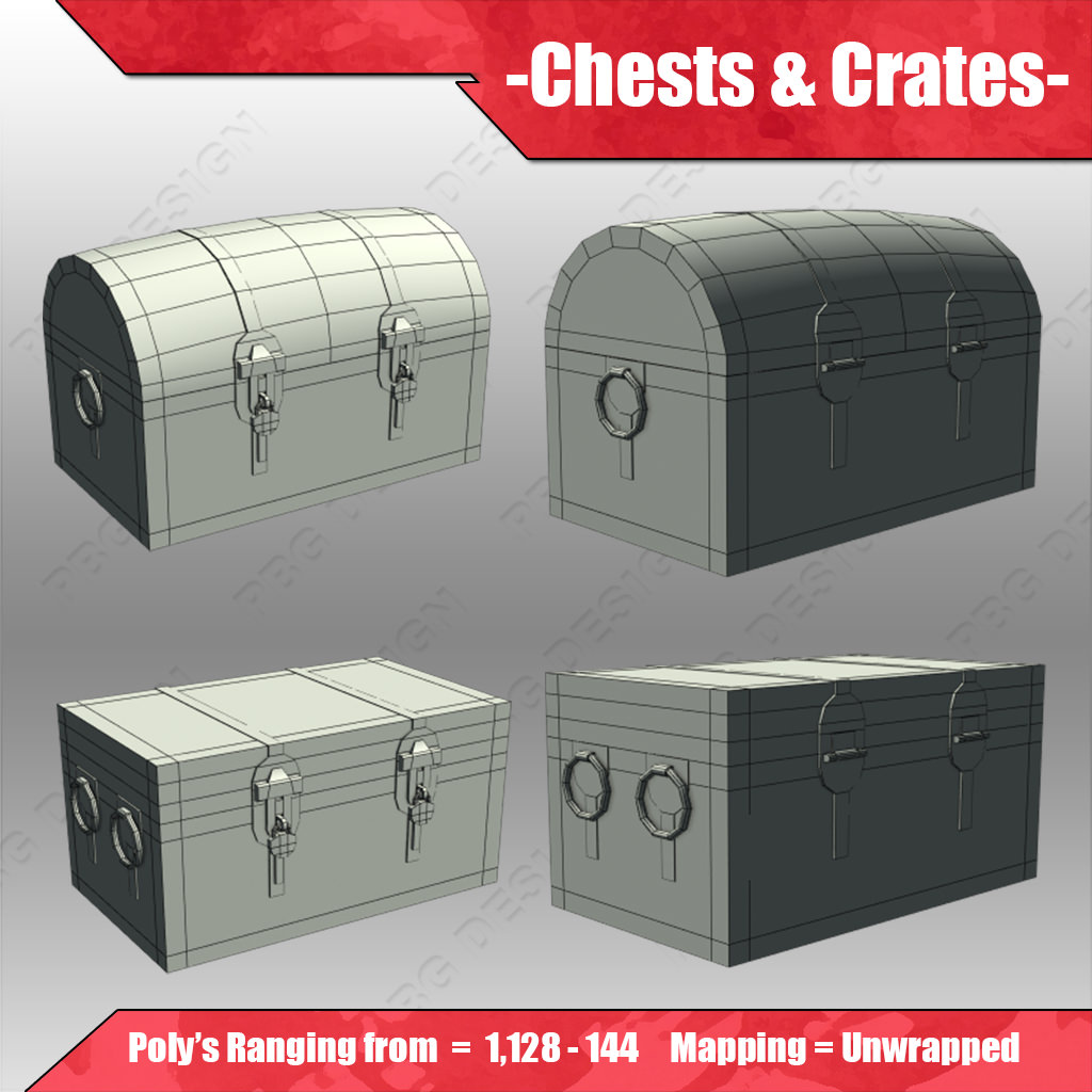 Chests and Crates Low-poly 3D model_8