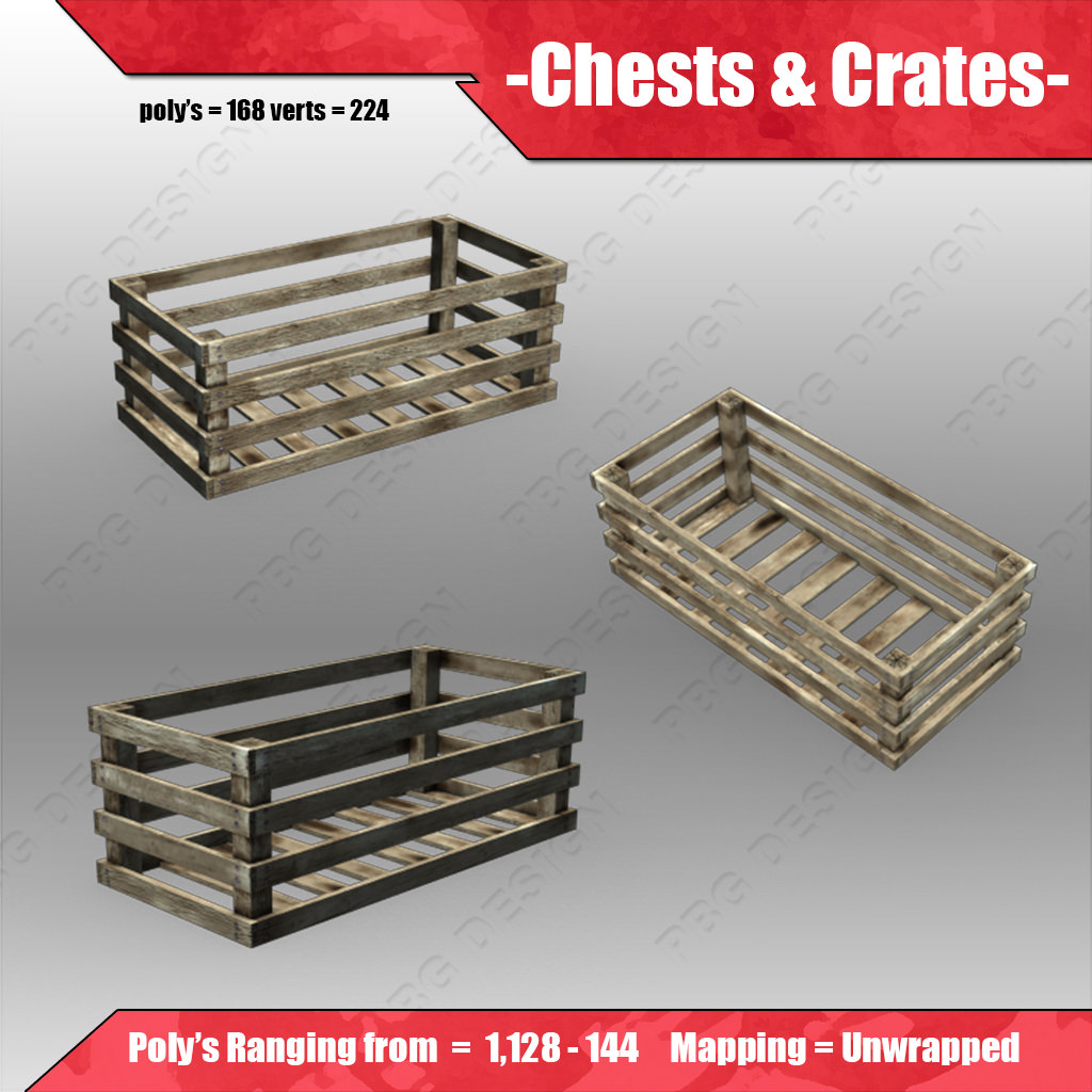 Chests and Crates Low-poly 3D model_5