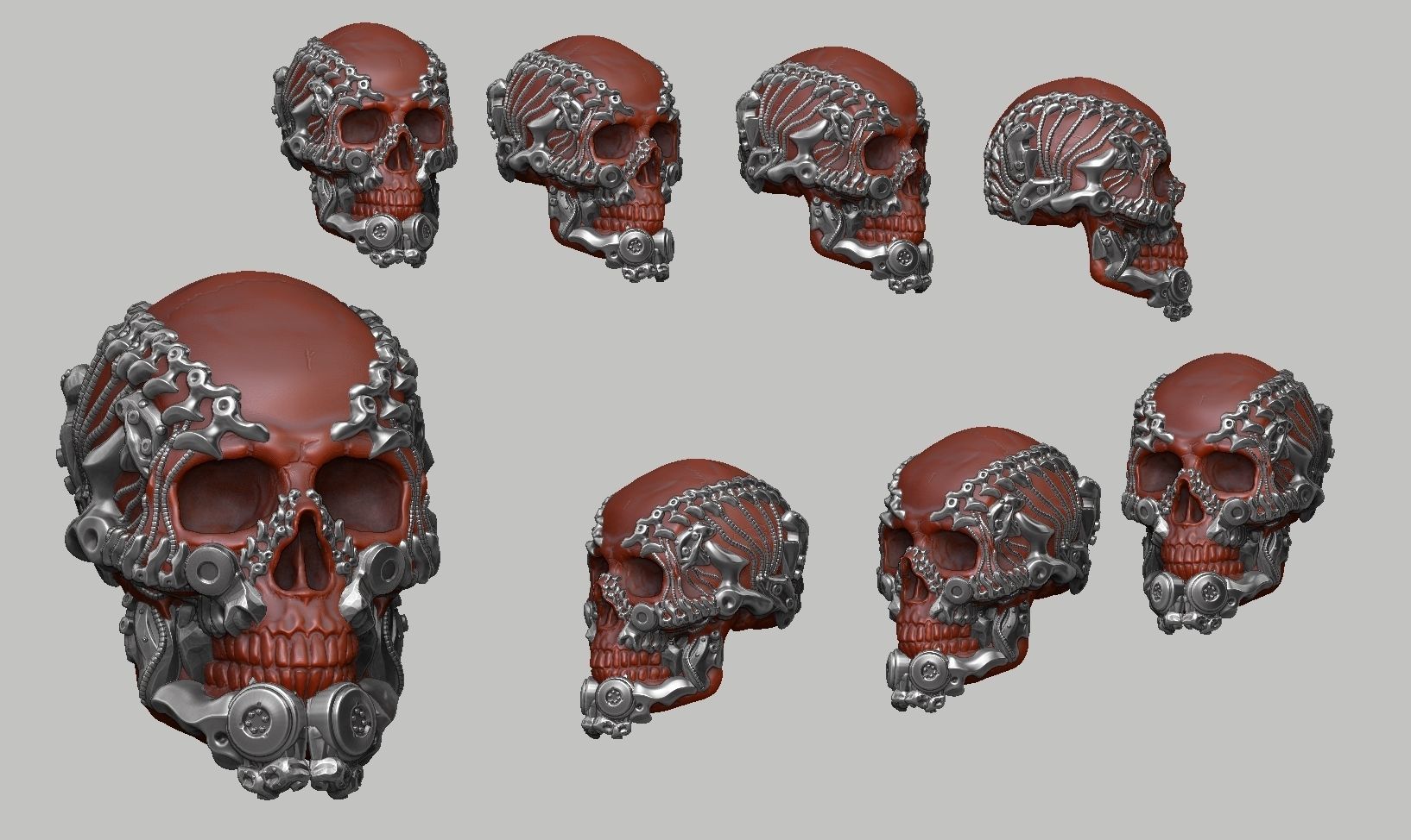 skull robot head a28 3D print model_11