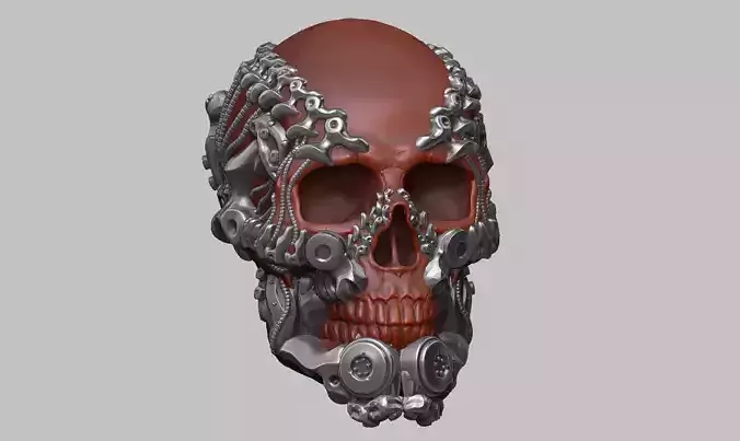 skull robot head a28 3D print model