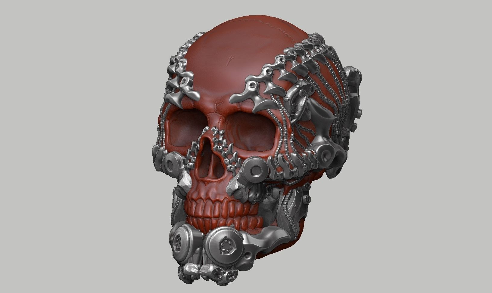 skull robot head a28 3D print model_10