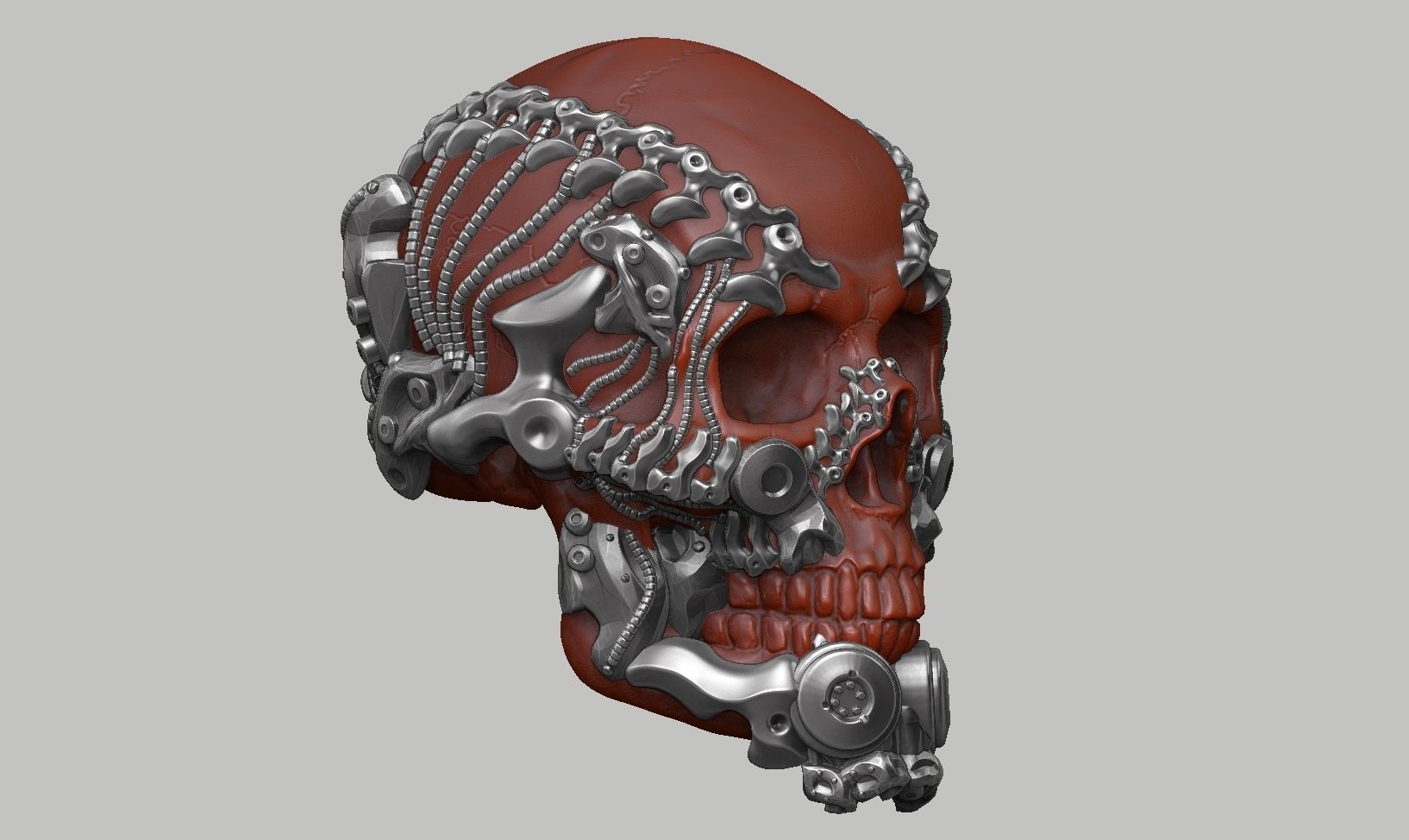 skull robot head a28 3D print model_3