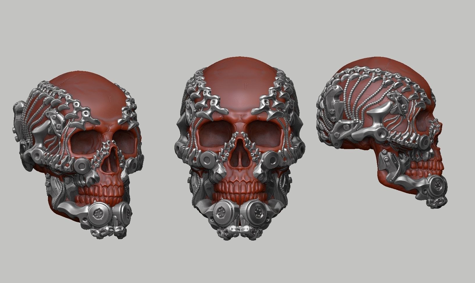 skull robot head a28 3D print model_1