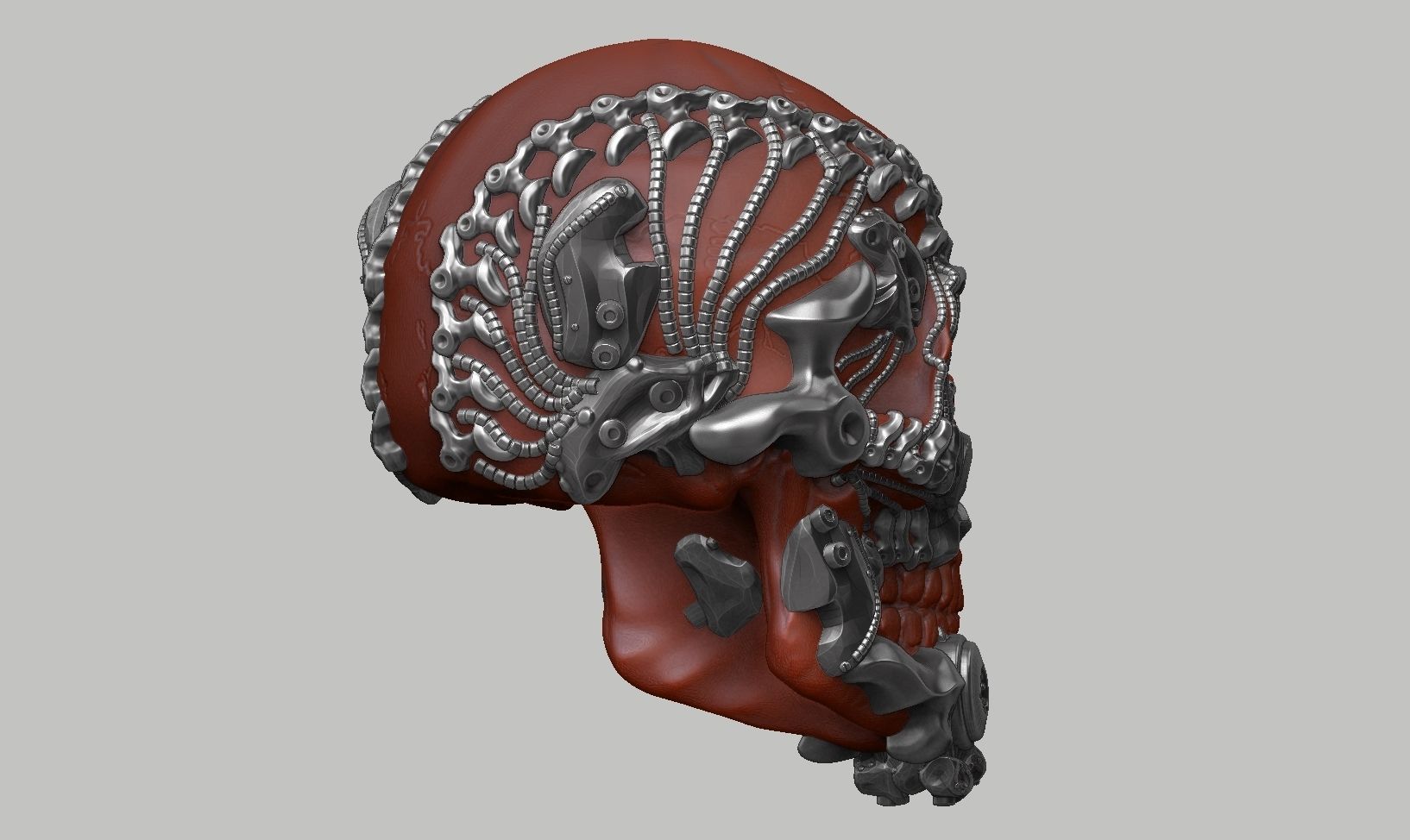 skull robot head a28 3D print model_6