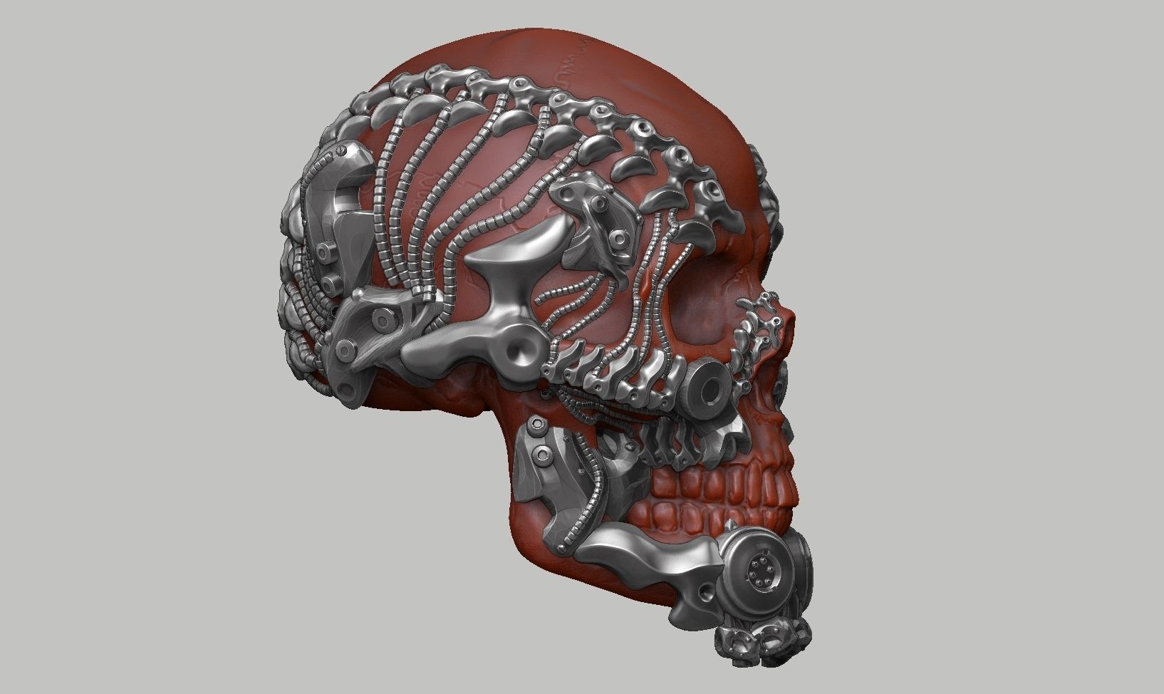 skull robot head a28 3D print model_4