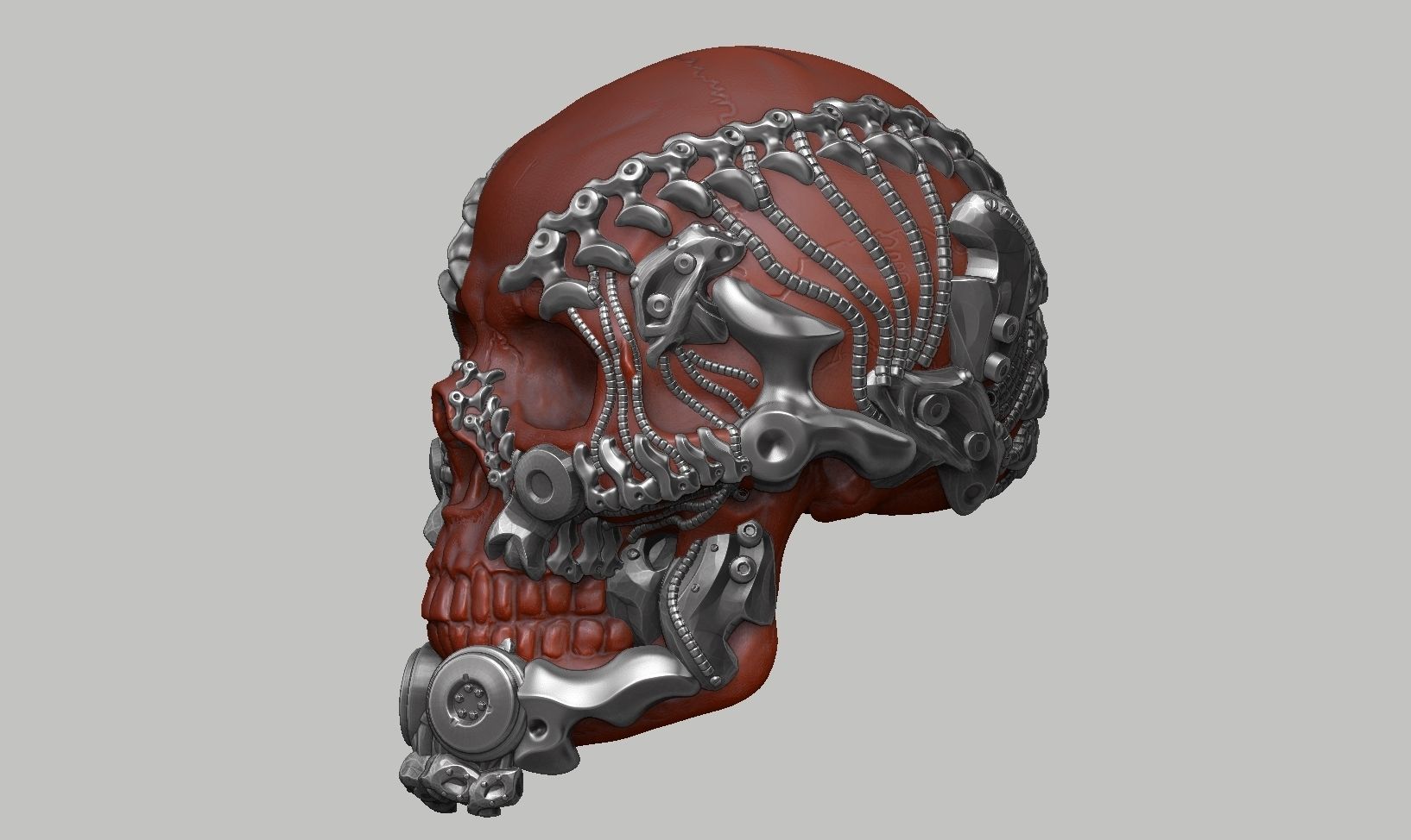 skull robot head a28 3D print model_9