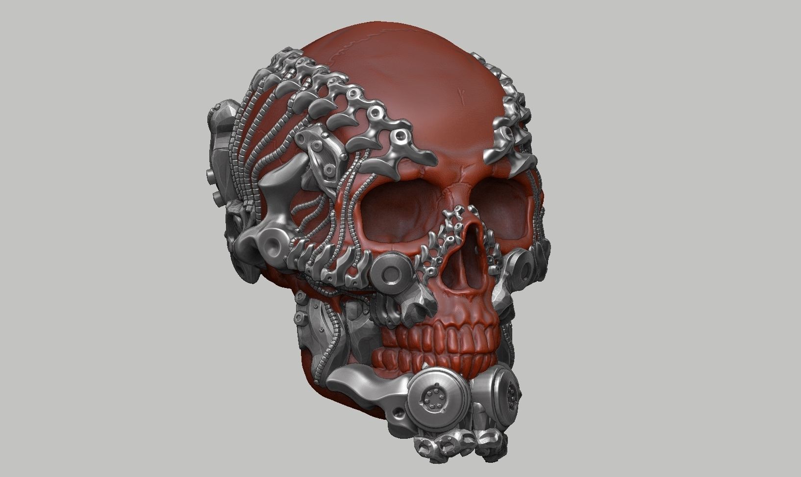 skull robot head a28 3D print model_2