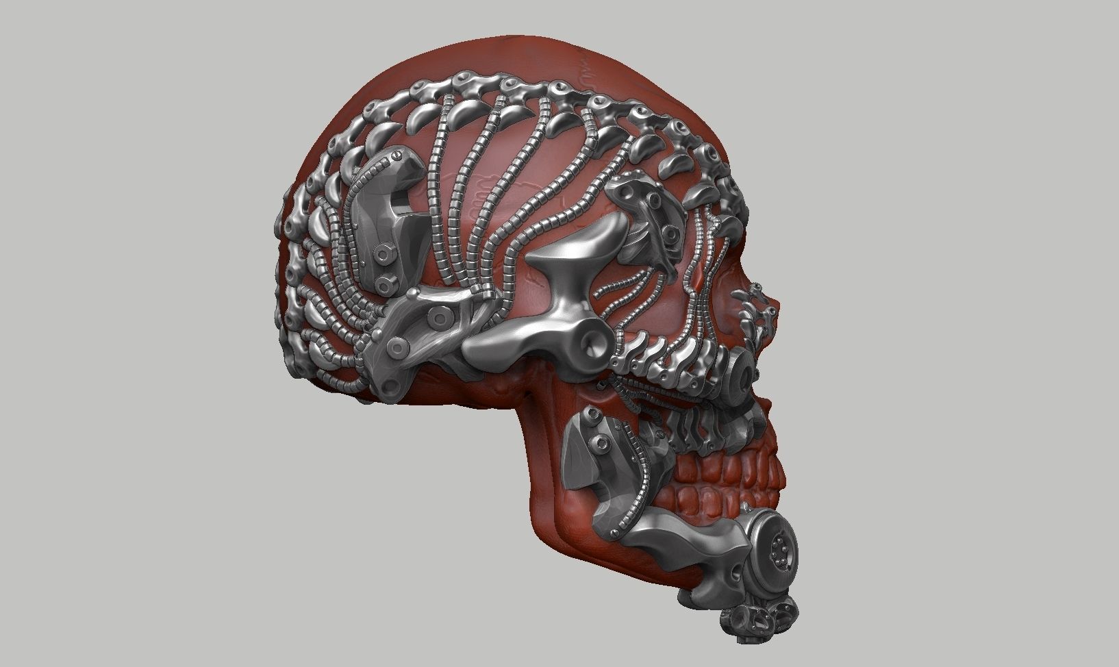 skull robot head a28 3D print model_5