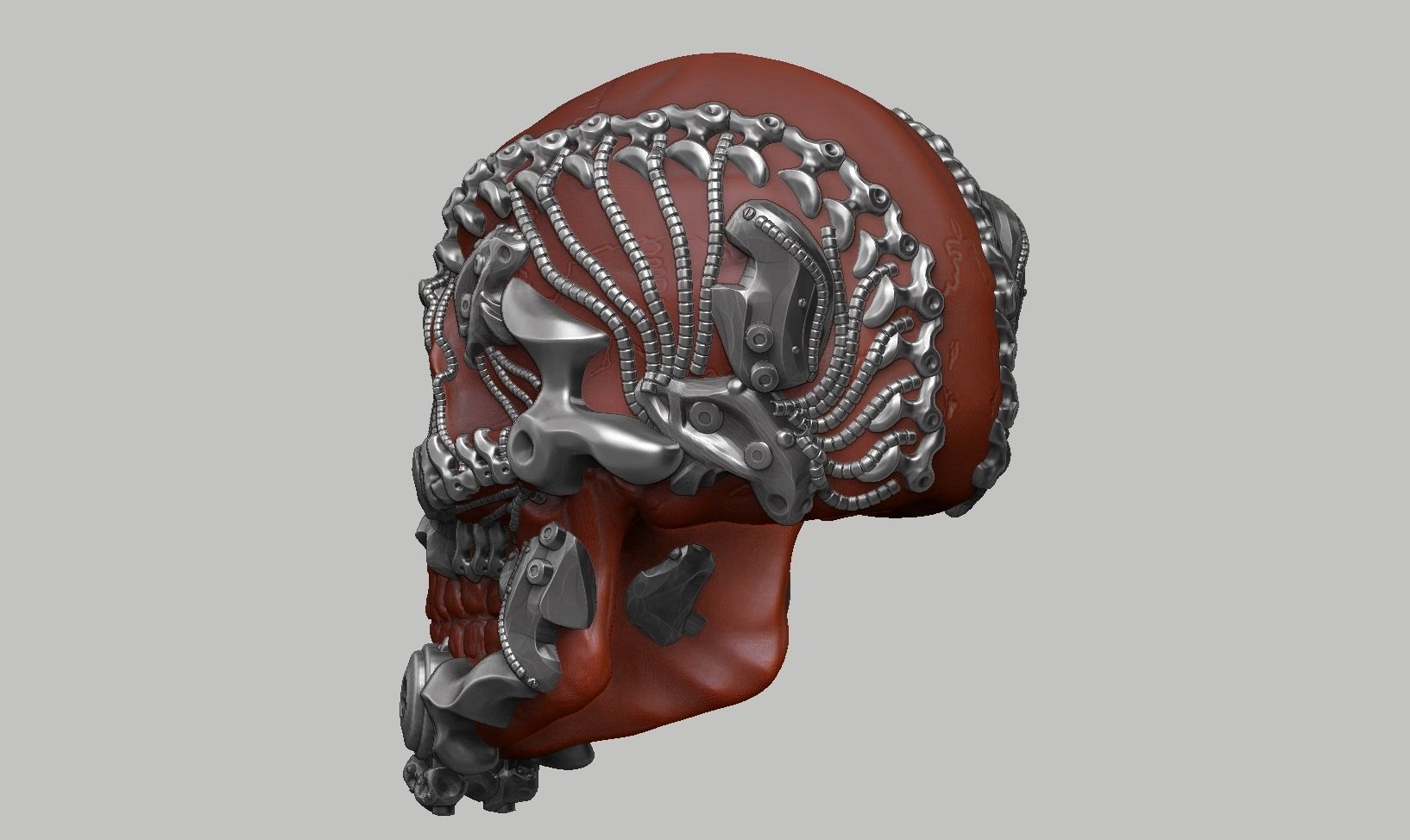 skull robot head a28 3D print model_8