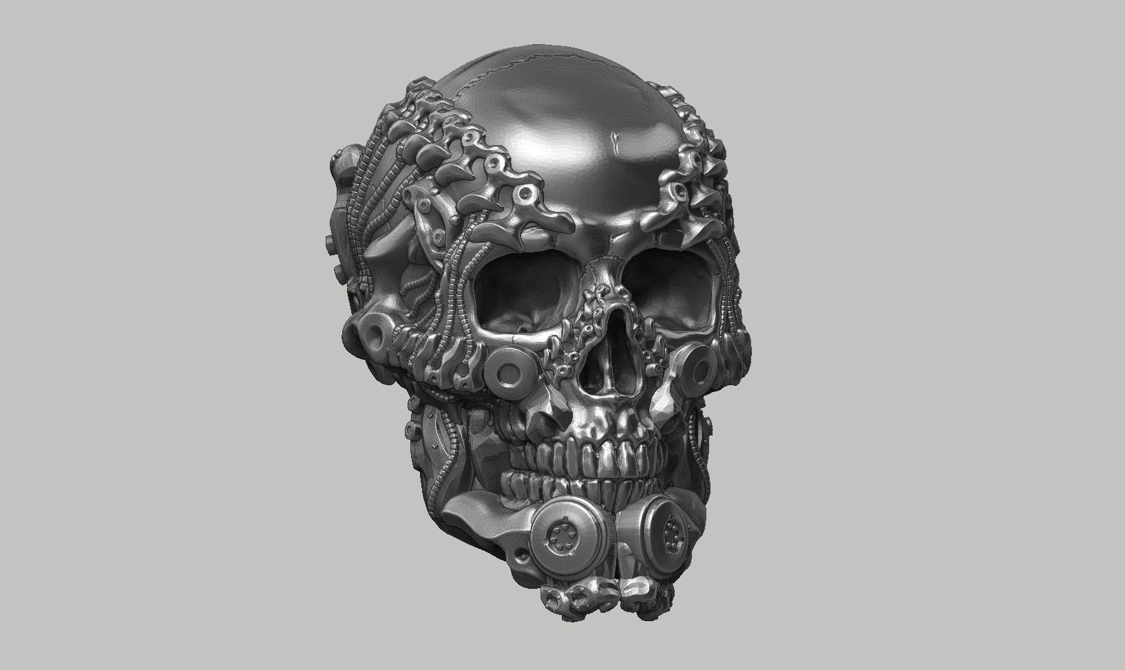 skull robot head a28 3D print model_12