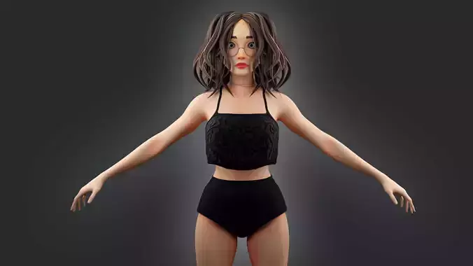 Beautiful Girl 3D Model - Cute Girl wearing Brief And Top