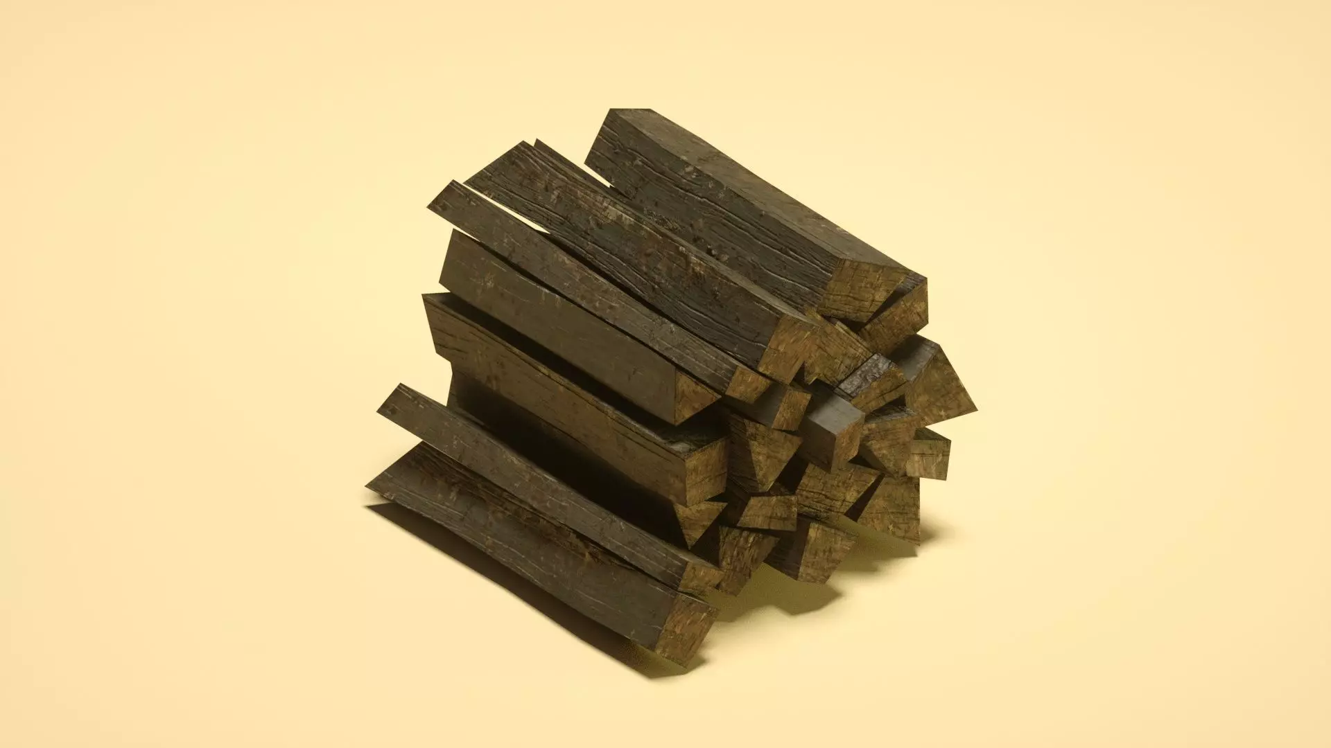 firewood firewood wood pile C4D model Low-poly 3D model_0