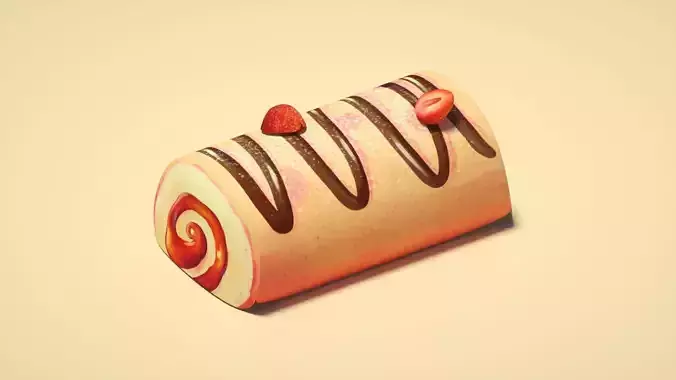 bread roll  west point cartoon food pastry C4D model