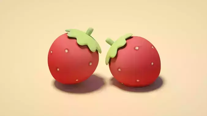 Cartoon Little Strawberry Fruit C4D Model