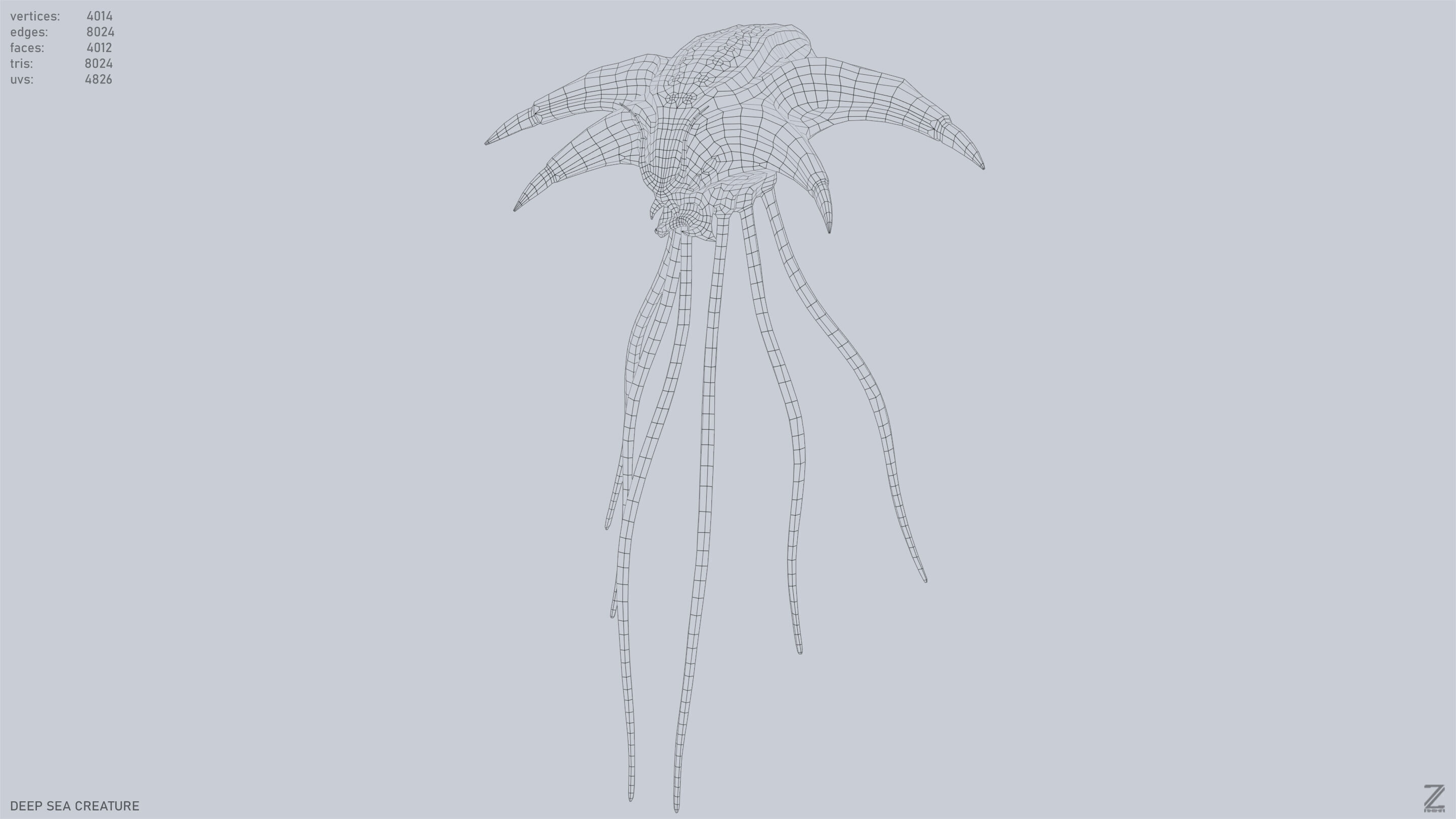 Deep sea creature Low-poly 3D model_17