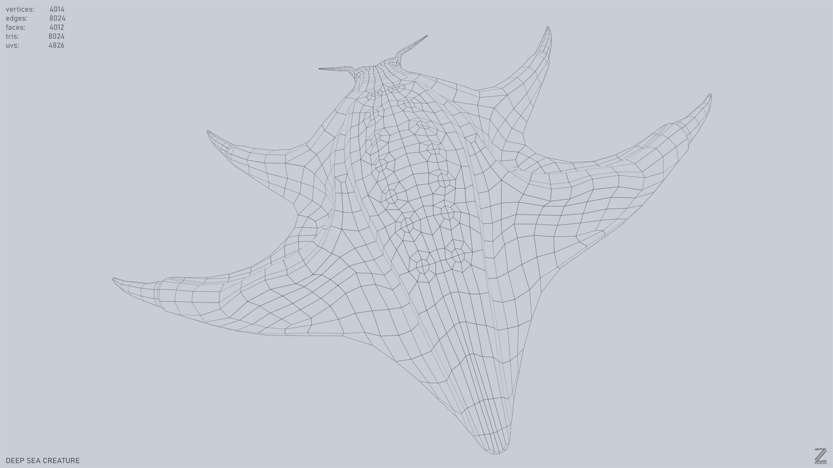 Deep sea creature Low-poly 3D model_21