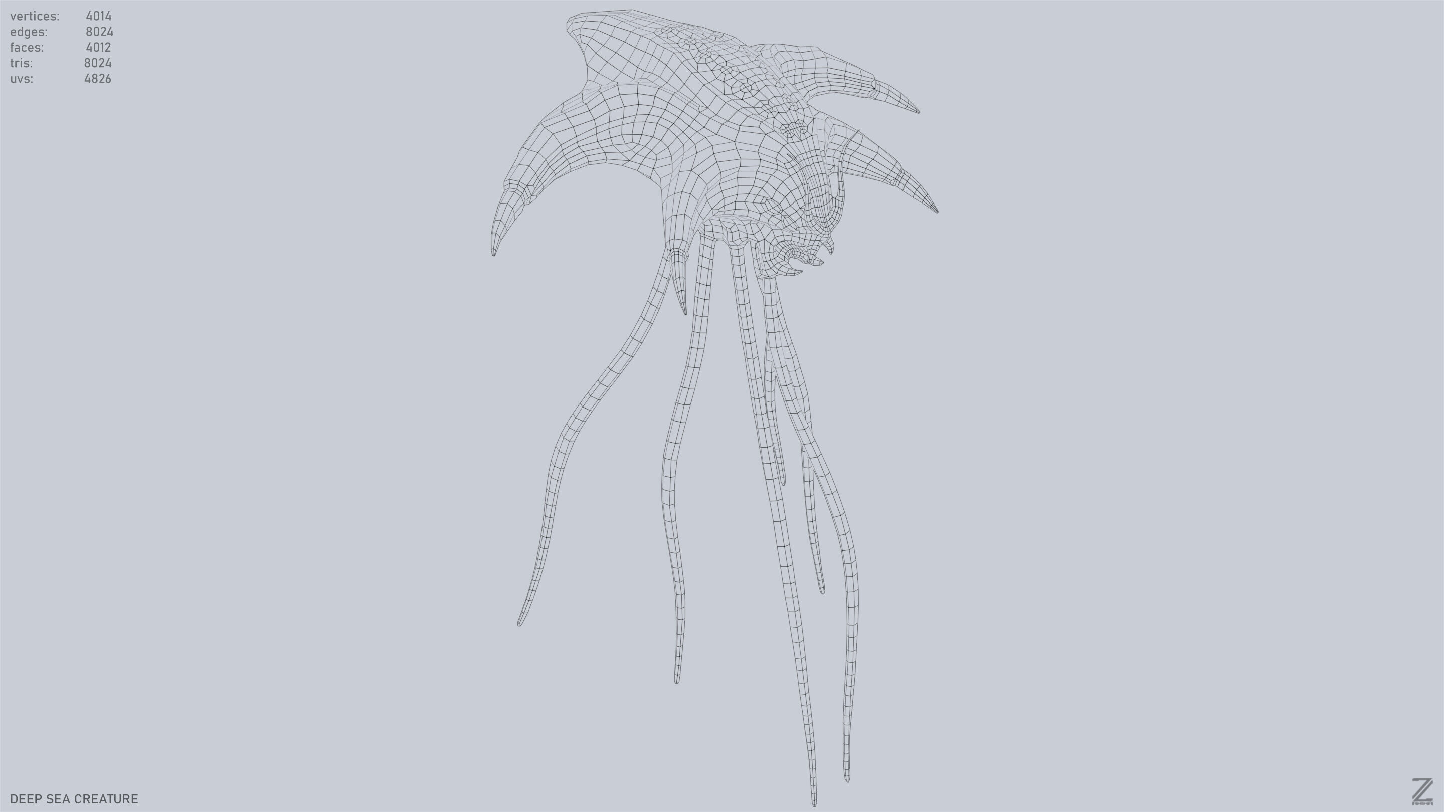 Deep sea creature Low-poly 3D model_15