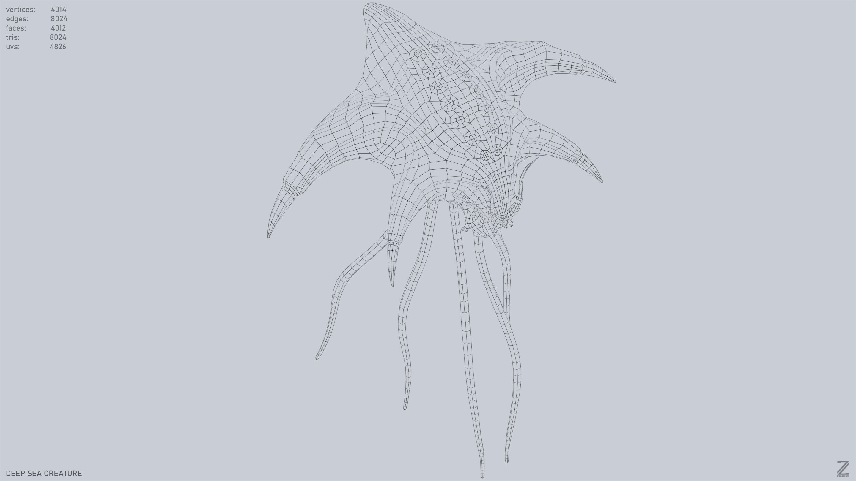 Deep sea creature Low-poly 3D model_22