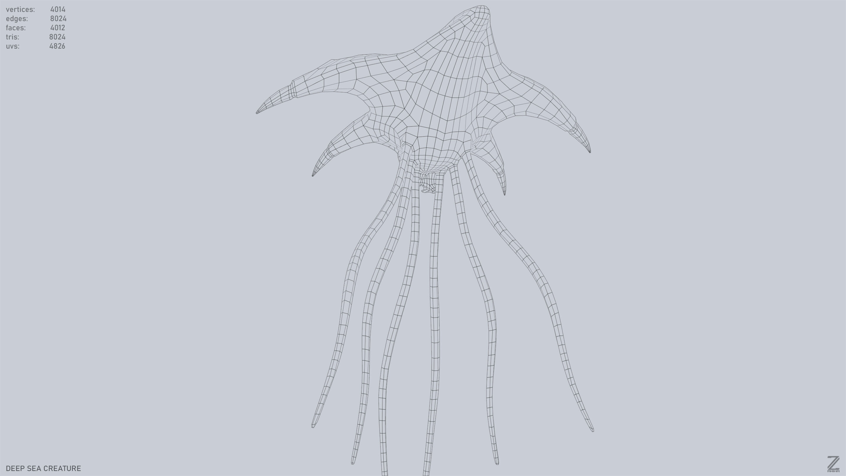 Deep sea creature Low-poly 3D model_20