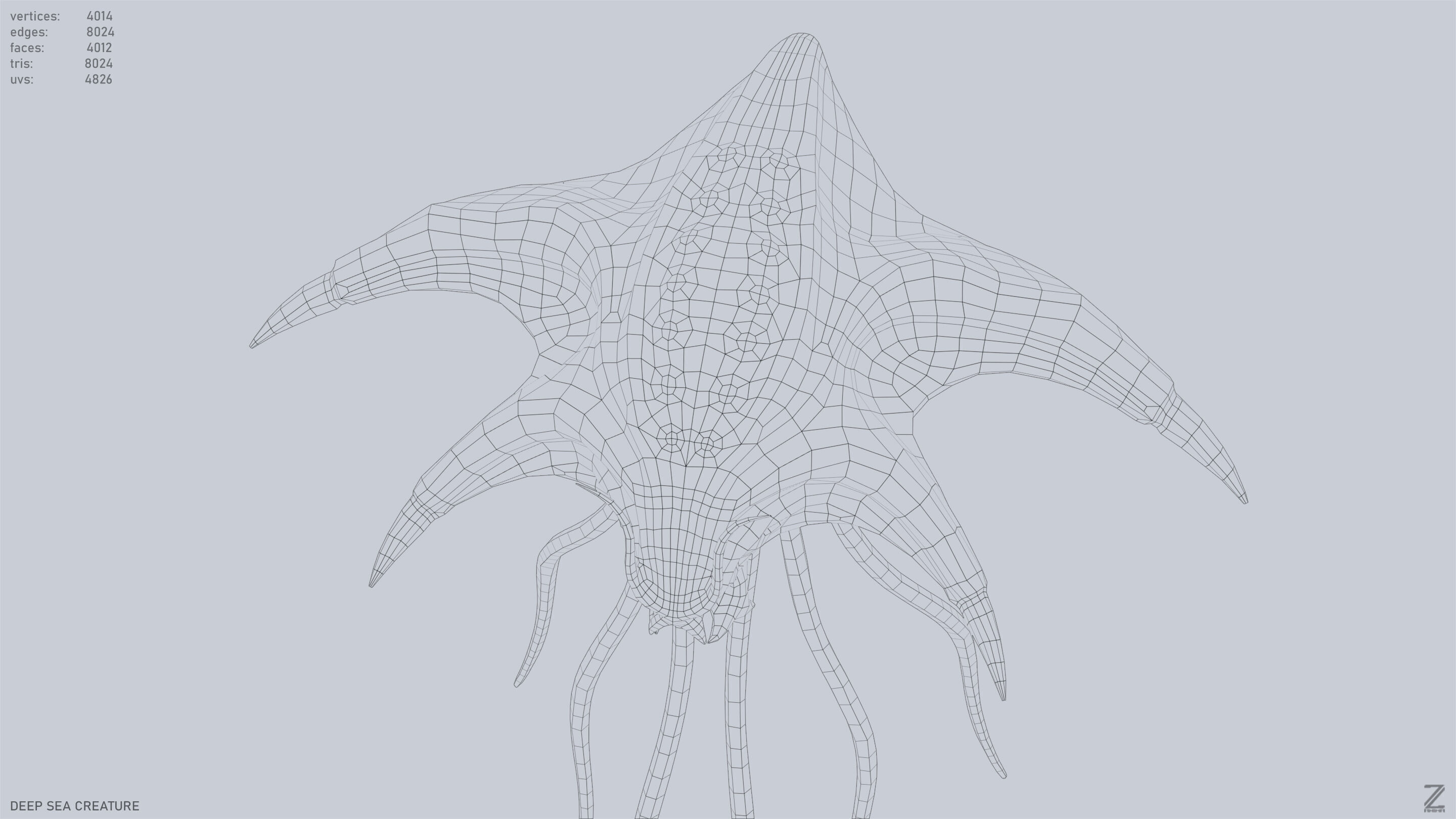 Deep sea creature Low-poly 3D model_16