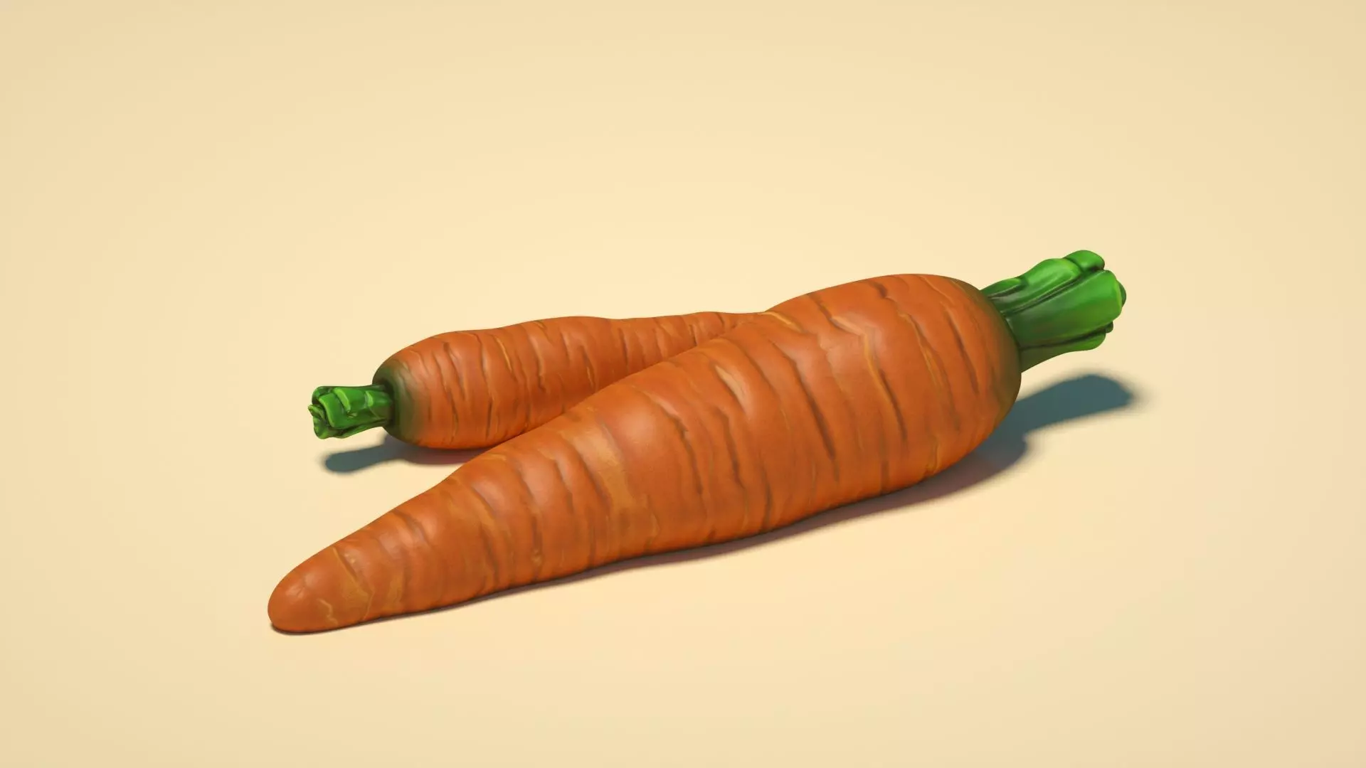 Realistic carrot  cartoon carrot C4D model Low-poly 3D model_0