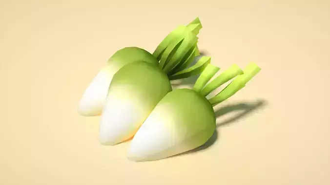 White radish cartoon radish C4D model