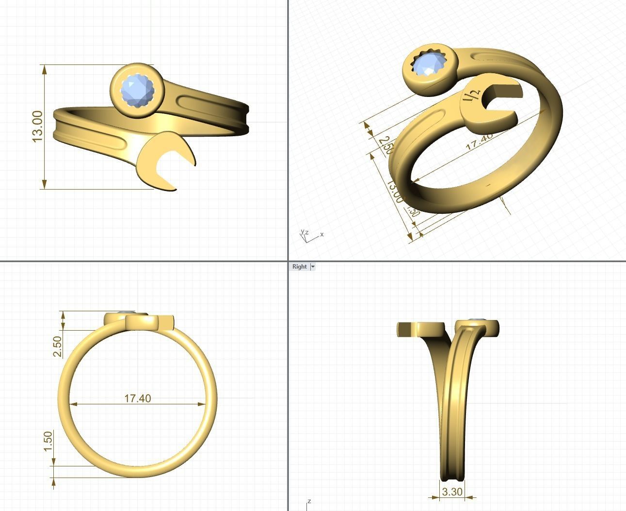 Gem Wrench Ring 3D print model_8